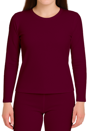 Camiseta Térmica Doble Afelpada Cuello Redondo Vino