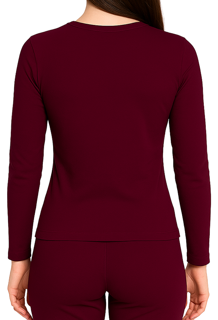 Camiseta Térmica Doble Afelpada Cuello Redondo Vino