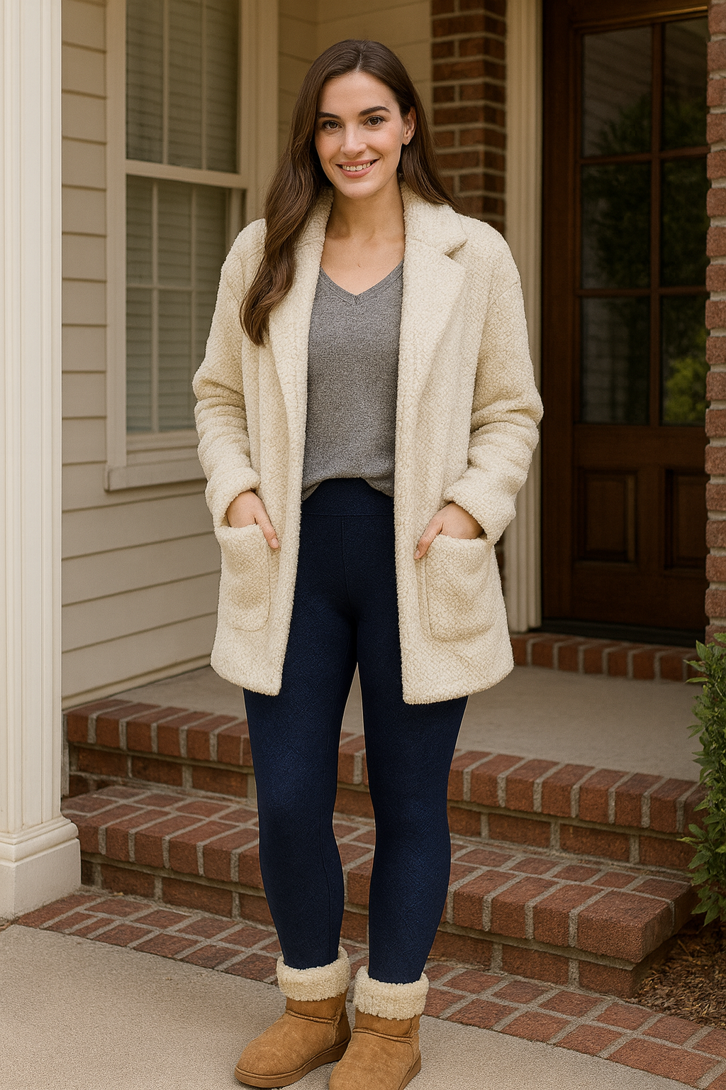 Legging With Plush Flowers