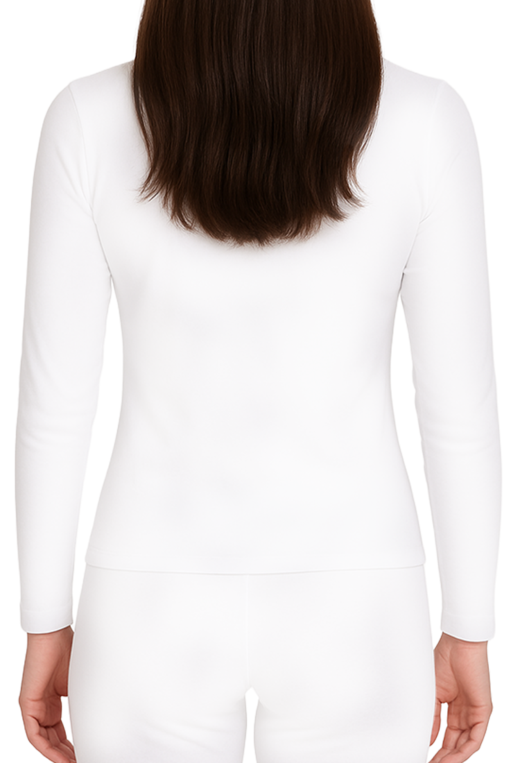 Camiseta Térmica Doble Afelpada Cuello Redondo Blanco