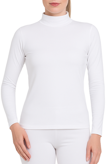 Camiseta Térmica Doble Afelpada Cuello Alto Blanco