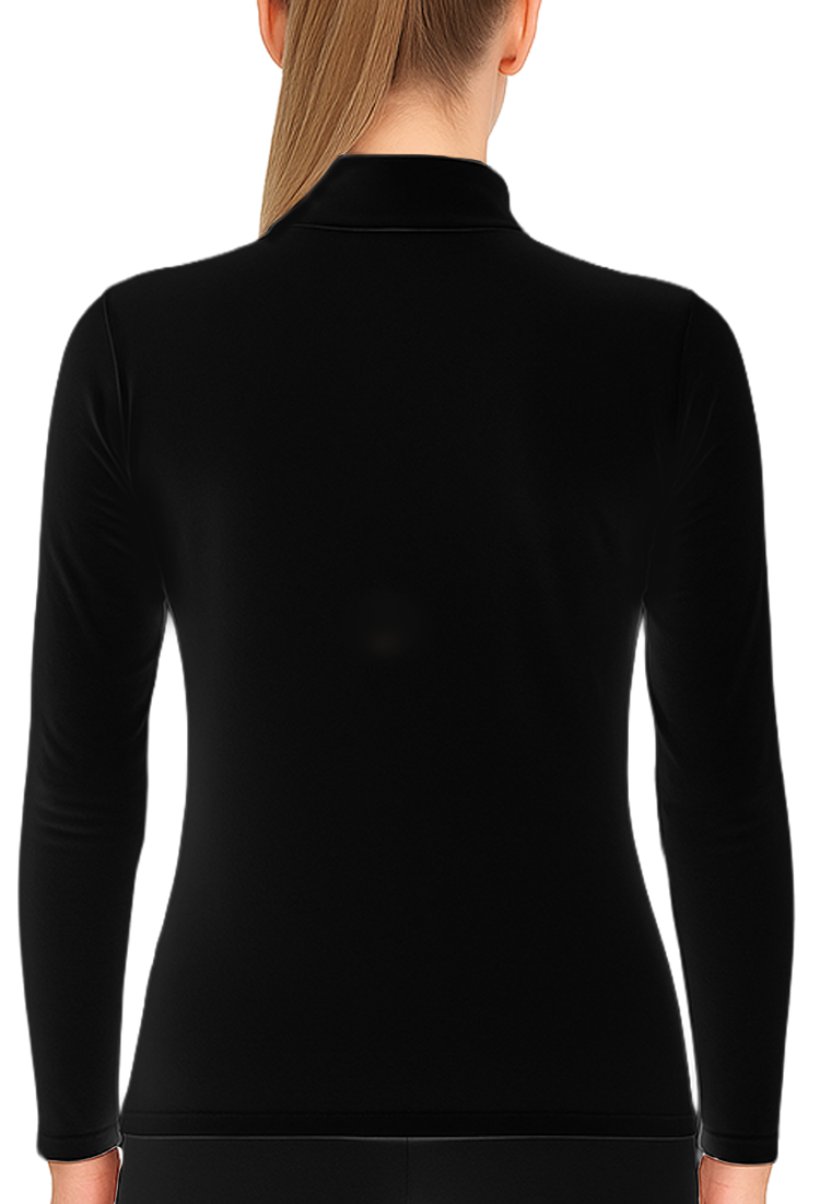 Camiseta Térmica Doble Afelpada Cuello Alto Negro