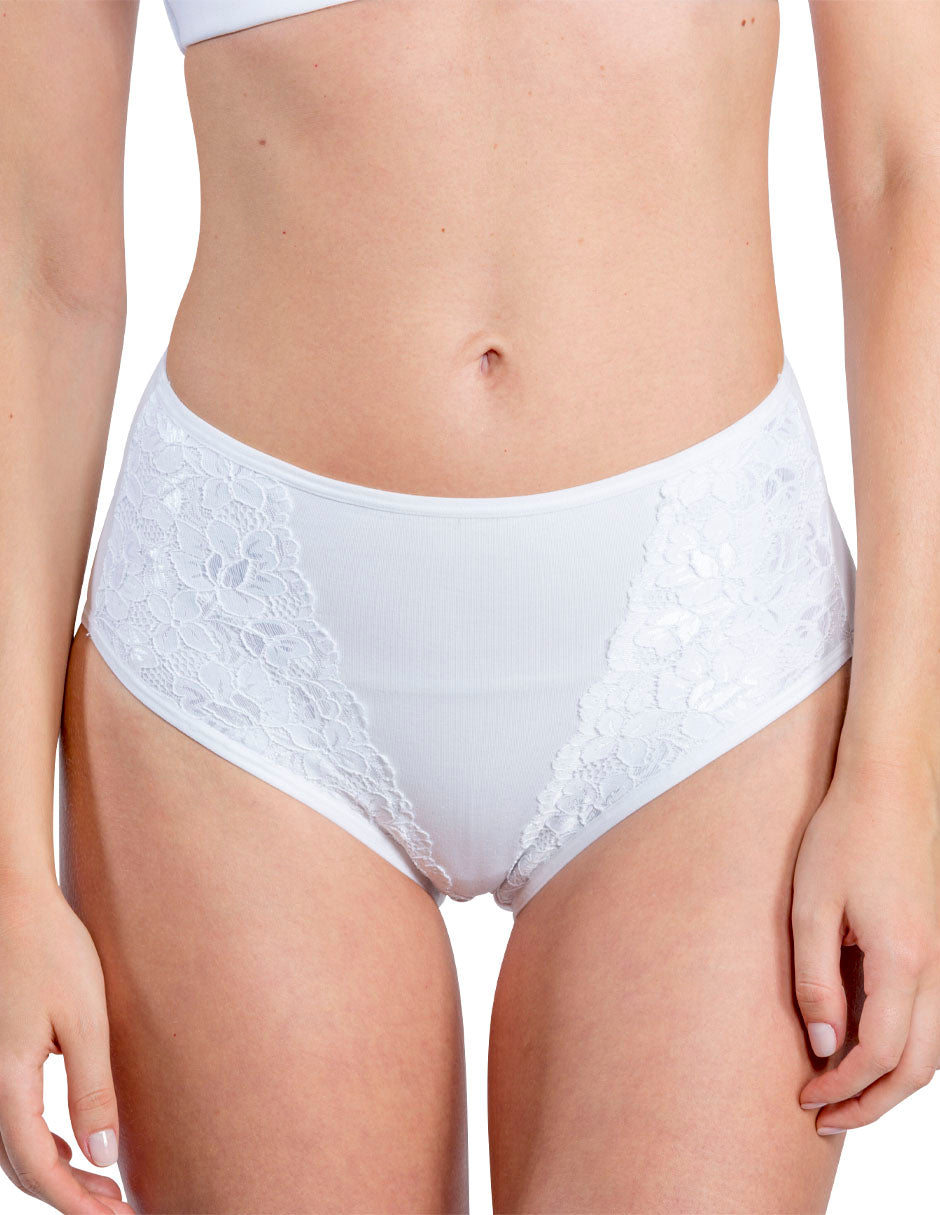 Tripack Panty alta de ALGODÓN PIMA con encaje 9001 - Oscar Hackman