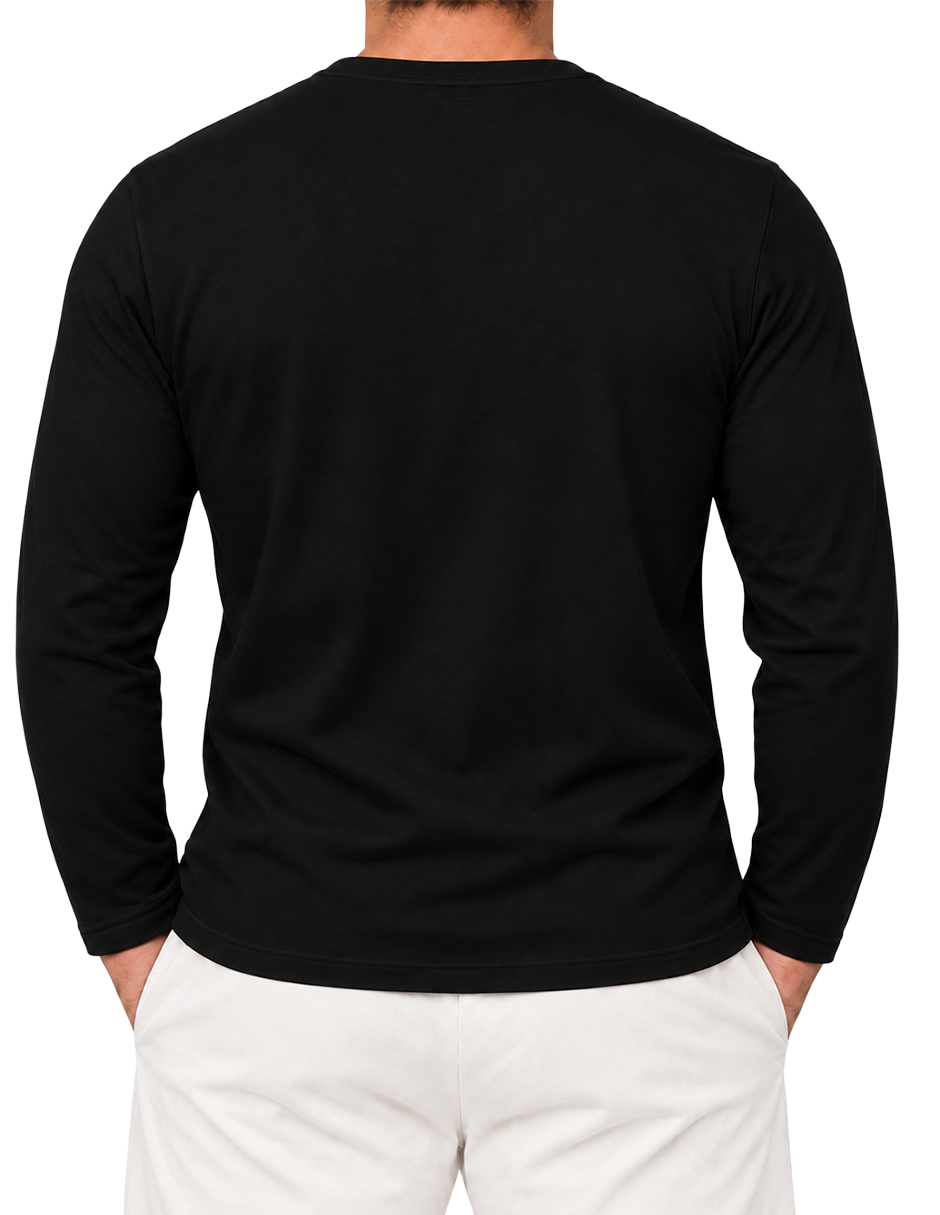 Camiseta Térmica Doble Afelpada Cuello Redondo Caballero Negra