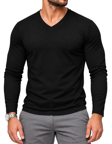 Camiseta Térmica Doble Afelpada  Cuello V Caballero Negro