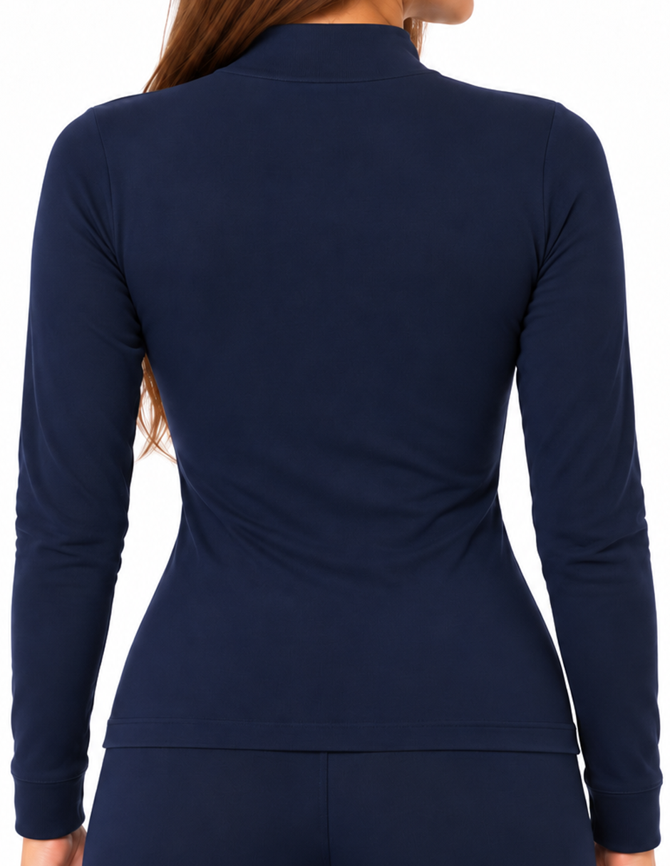 Camiseta Térmica Doble Afelpada Cuello Alto Azul Marino