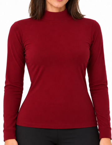 Camiseta Térmica Doble Afelpada Cuello Alto Vino
