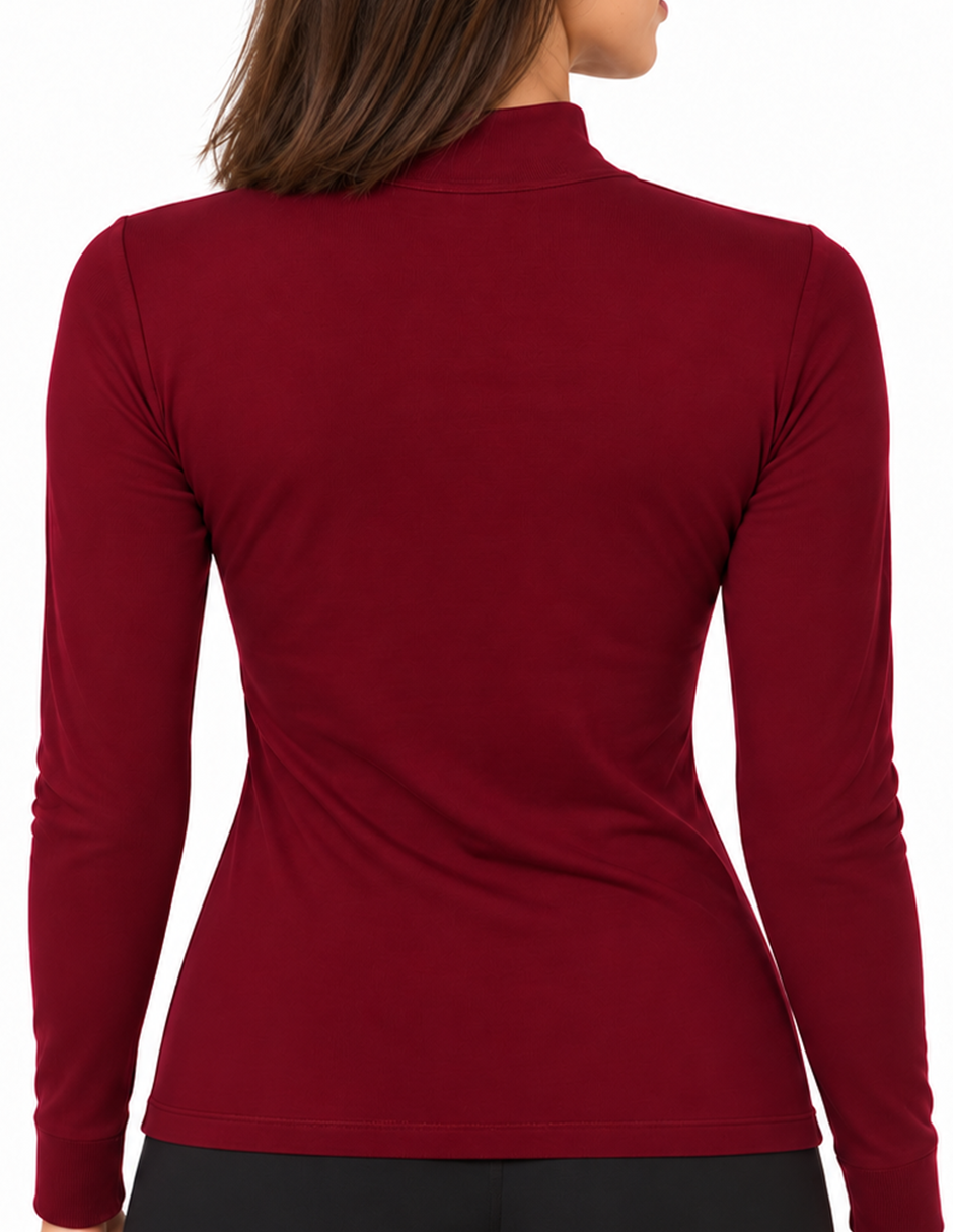 Camiseta Térmica Doble Afelpada Cuello Alto Vino