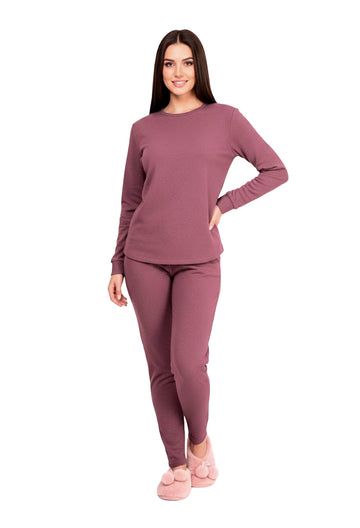 Set Pijama Térmica Afelpada Dama Vino