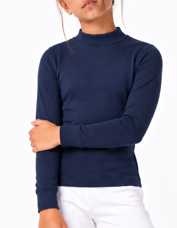 Girl's Round Neck Fleece Thermal T-shirt 