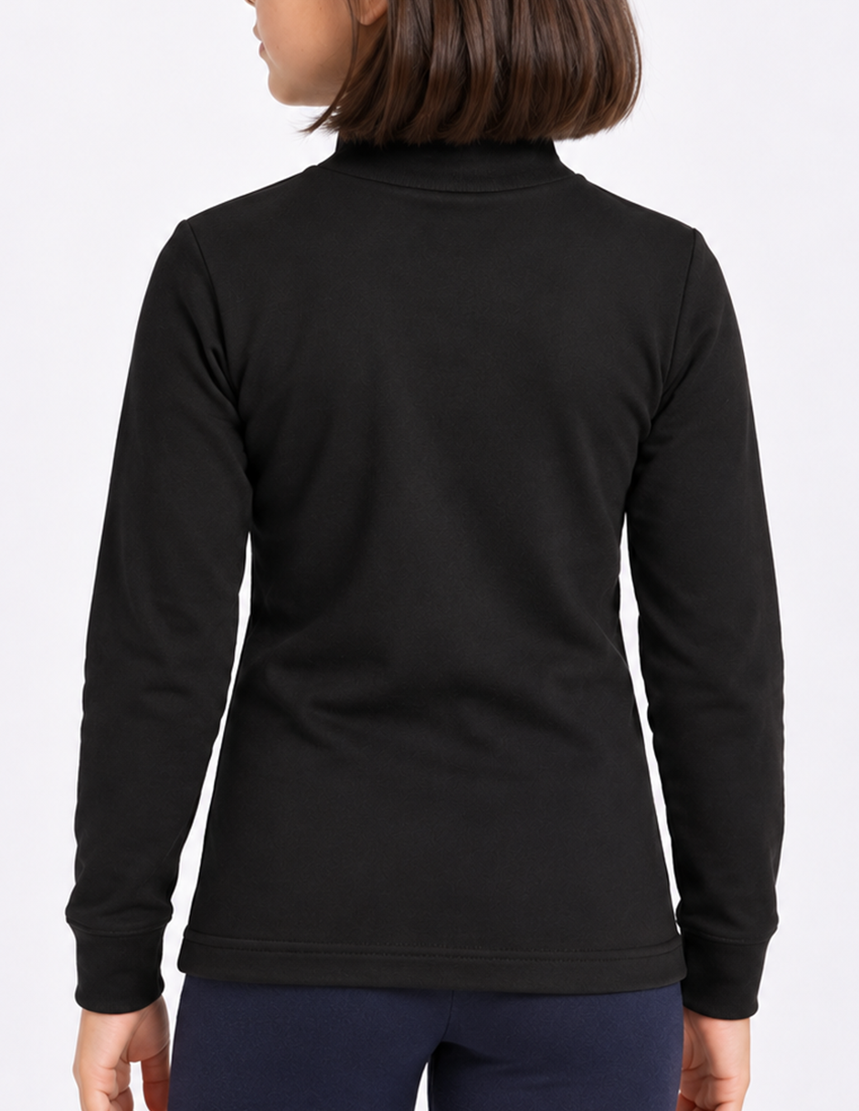 Girl's Round Neck Fleece Thermal T-shirt 