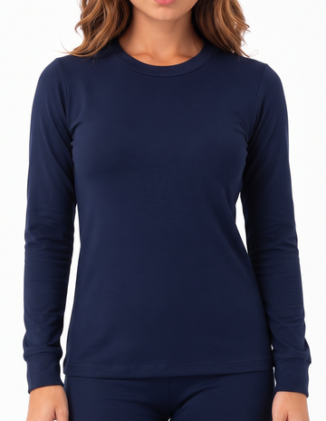 Camiseta Térmica Doble Afelpada Cuello Redondo Azul Marino