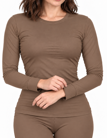 Camiseta Térmica Doble Afelpada Cuello Redondo Cocoa