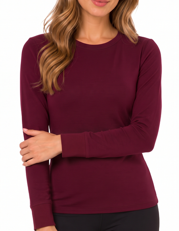 Camiseta Térmica Doble Afelpada Cuello Redondo Vino