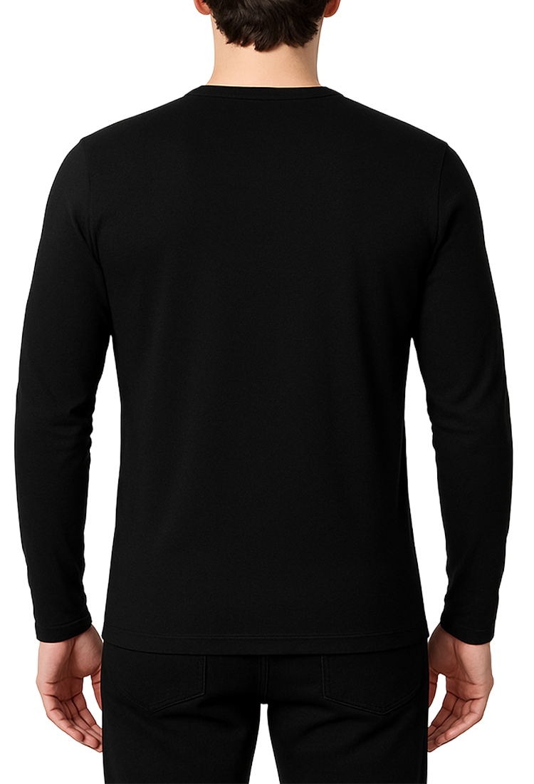 Camiseta Super Felpa Cuello Redondo  Caballero Negra