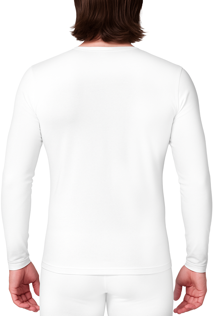 Camiseta Térmica Doble Afelpada  Cuello V Caballero Blanco
