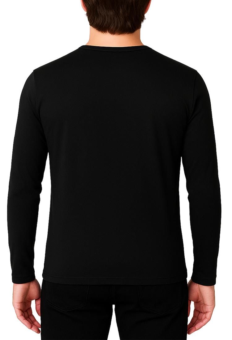 Camiseta Térmica Doble Afelpada  Cuello V Caballero Negro