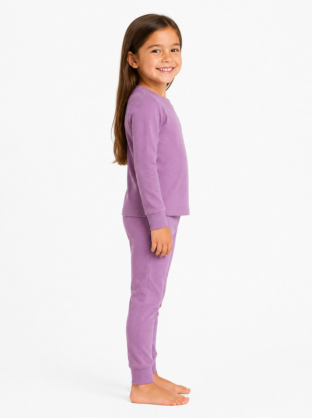 Set Pijama Listada Niña Lila