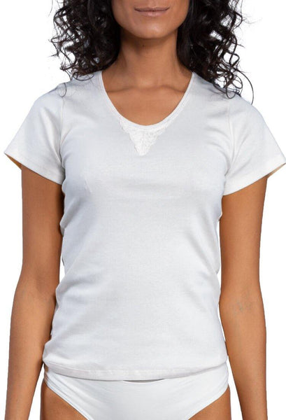 OSCAR HACKMAN Camiseta Control con Encaje para Mujer. : .com