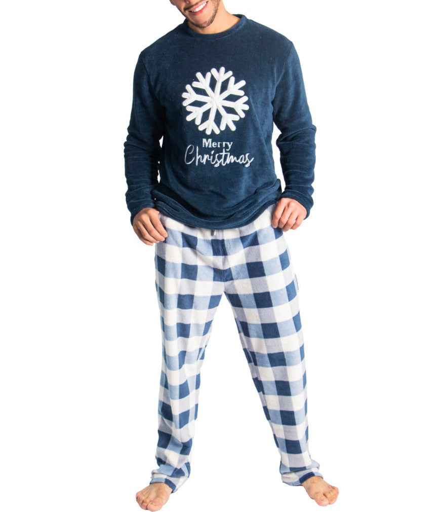 Set Pijama Afelpada Copo de Nieve Caballero
