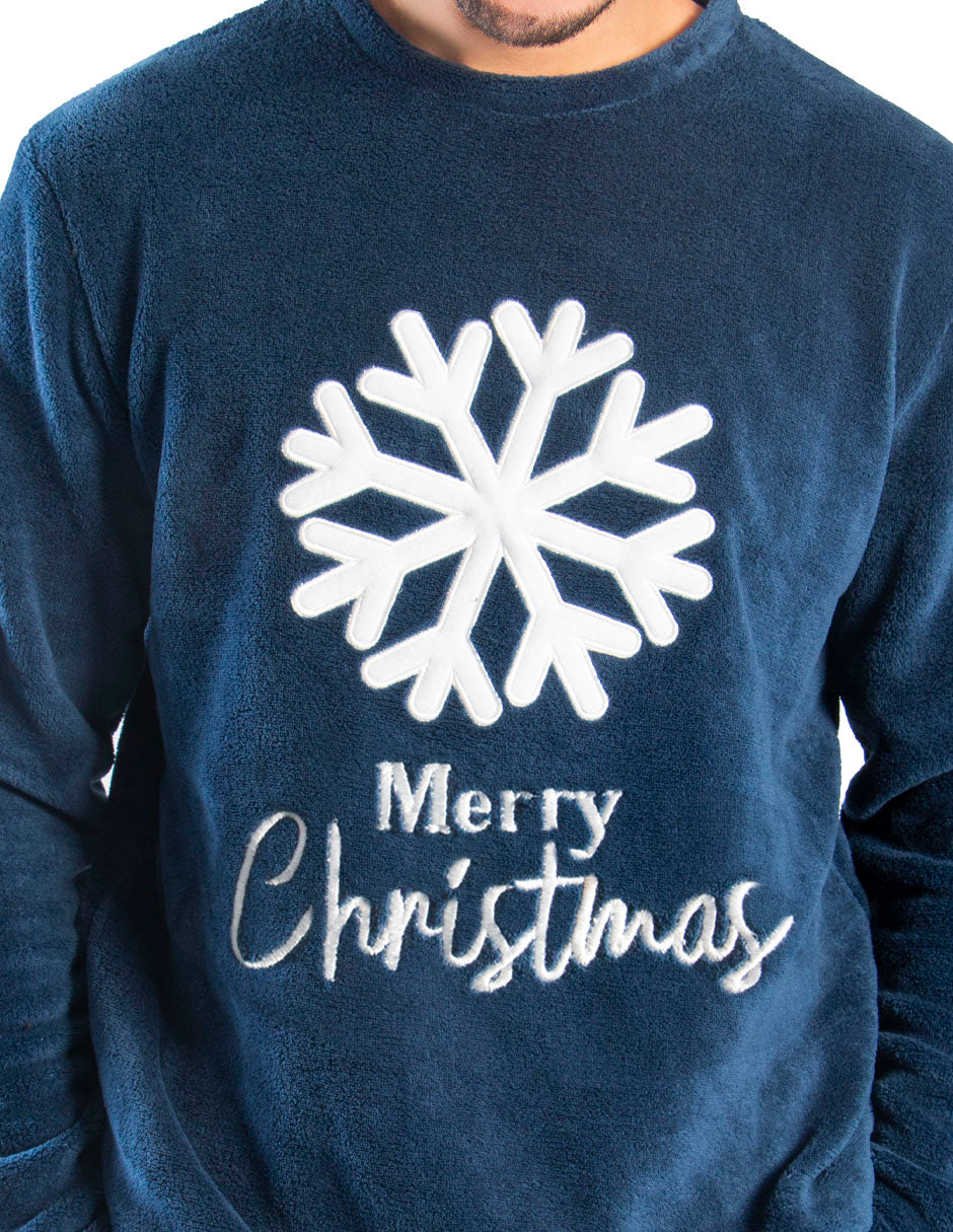 Set Pijama Afelpada Copo de Nieve Caballero