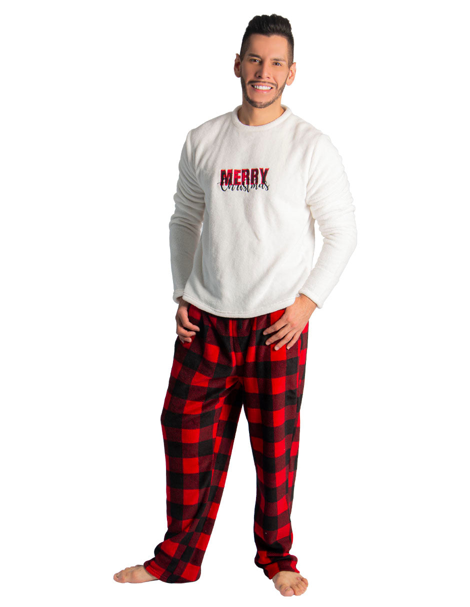 Set Pijama Afelpada Merry Christmas Caballero