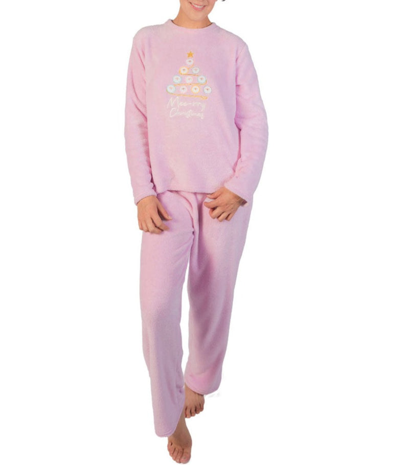 Conjunto Pijama Dama Árbol de Ovejas Rosa Con Pantalón